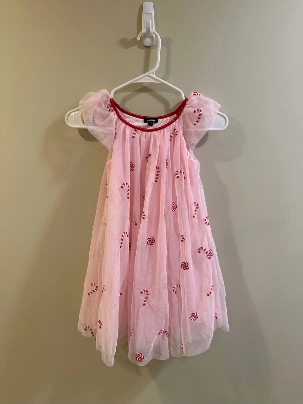Zunie Pink Dress with Red Trim